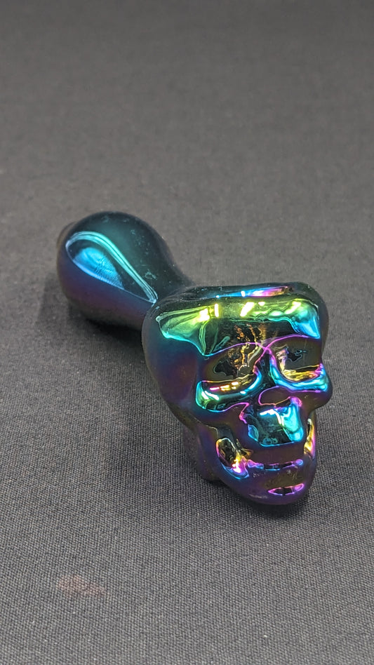 4" Glass Spoon Skull Rainbow