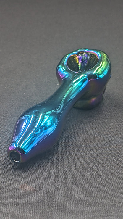 4" Glass Spoon Skull Rainbow