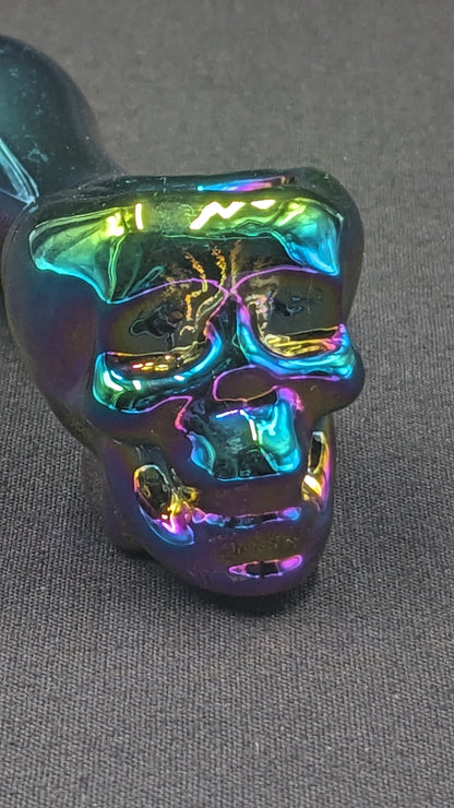 4" Glass Spoon Skull Rainbow