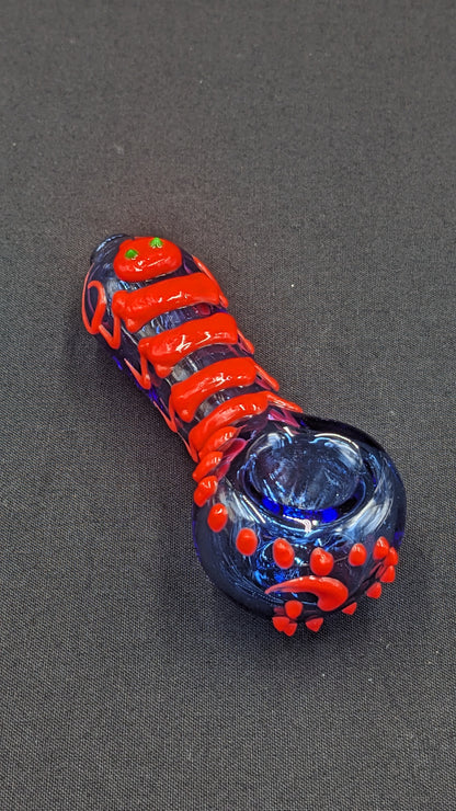 4.5" Centipede Glow In The Dark Glass Spoon Blue