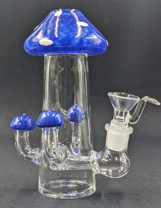 6" Glass Water Pipe Bong Mushroom Style Blue 01