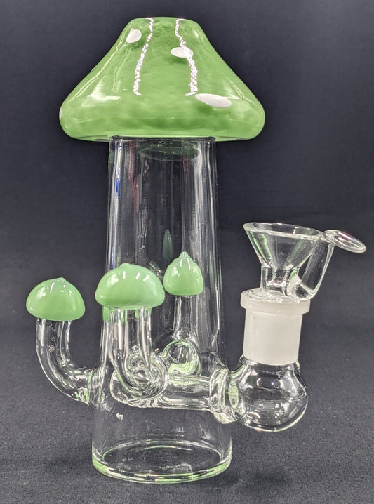 6" Glass Water Pipe Bong Mushroom Style Green 01