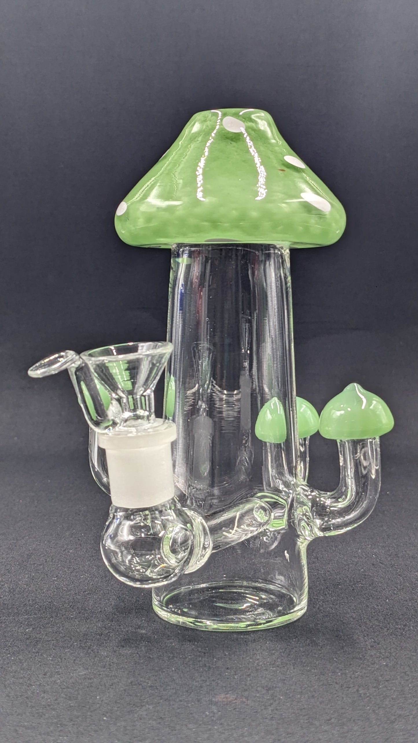 6" Glass Water Pipe Bong Mushroom Style Green 01