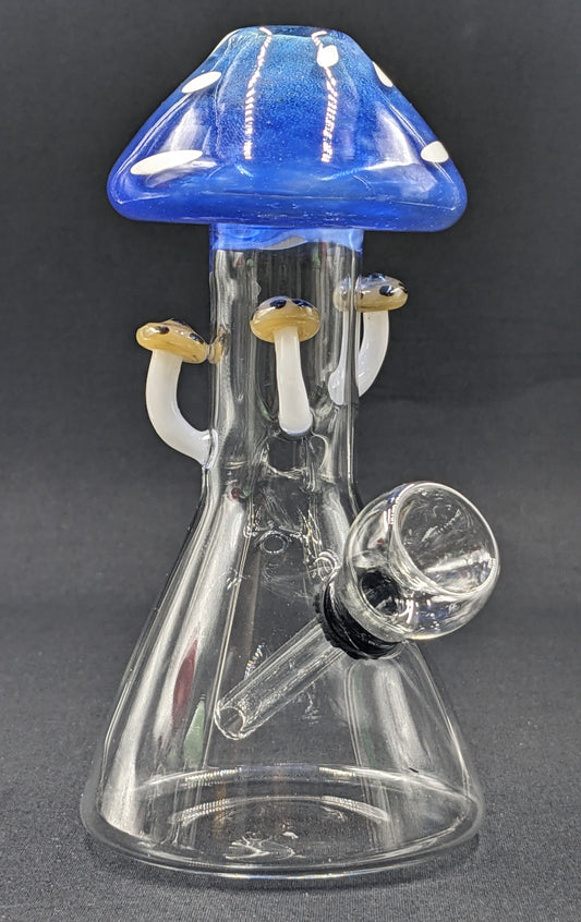 6" Glass Water Pipe Bong Mushroom Style Blue 02