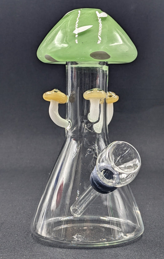6" Glass Water Pipe Bong Mushroom Style Green 02