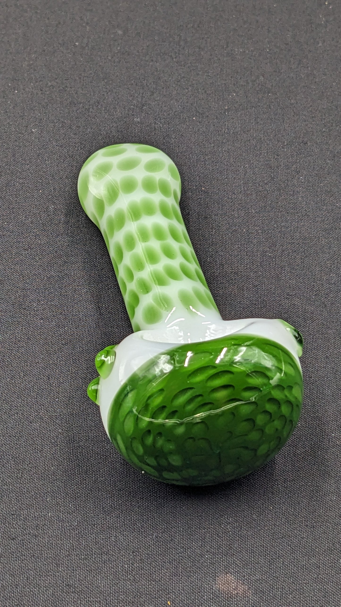 4.5" Glass Spoon Green Dots