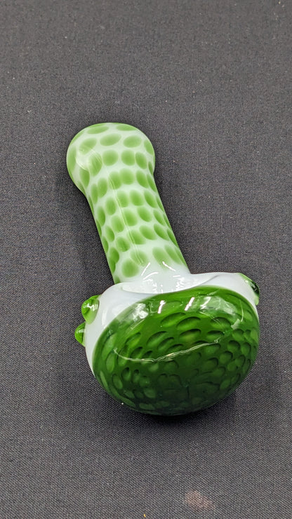 4.5" Glass Spoon Green Dots
