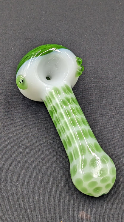 4.5" Glass Spoon Green Dots