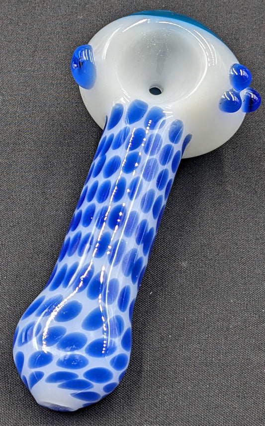 4.5" Glass Spoon Blue Dots