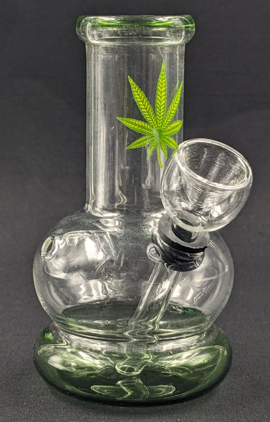 5" Glass Water Pipe Bong Leaf Green