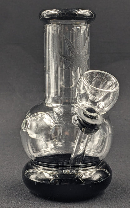 5" Glass Water Pipe Bong Leaf Black