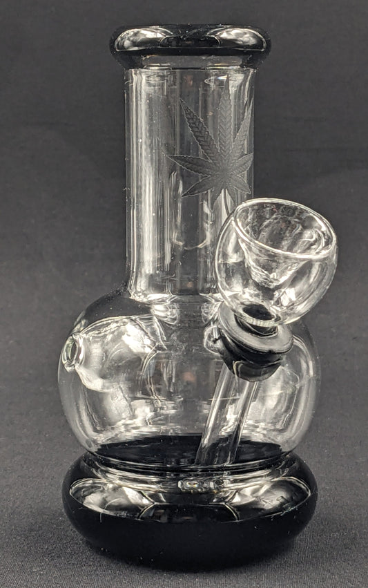 5" Glass Water Pipe Bong Leaf Black