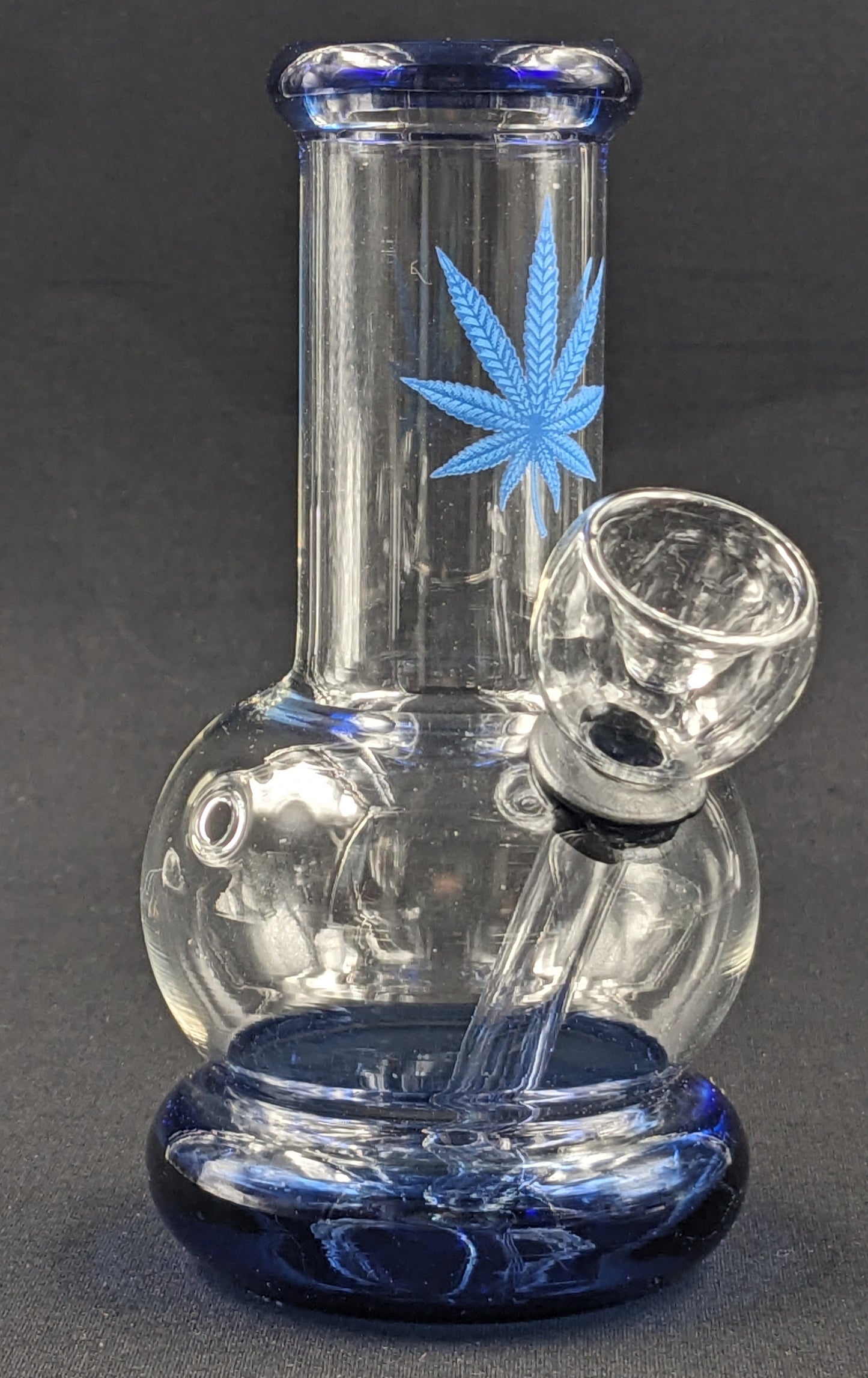 5" Glass Water Pipe Bong Leaf Blue