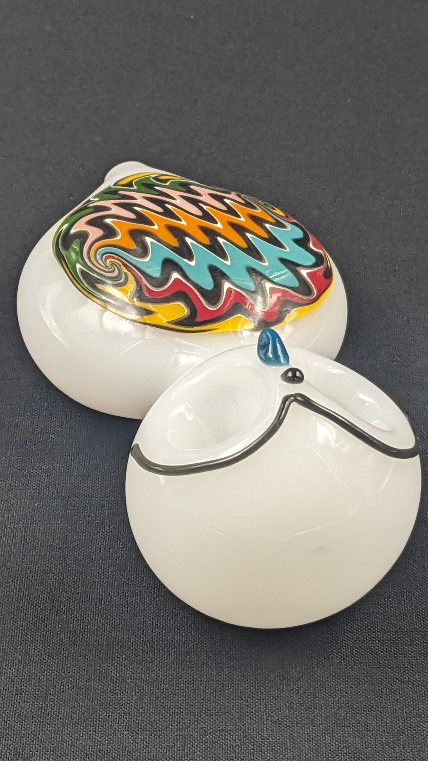 4.5" Glass Spoon Dual Bowls Owl 03