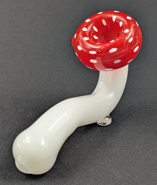 5" Glass Spoon Mushroom Sherlock Red 000