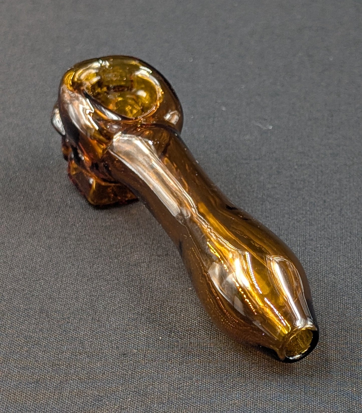 4" Glass Spoon Skull Amber