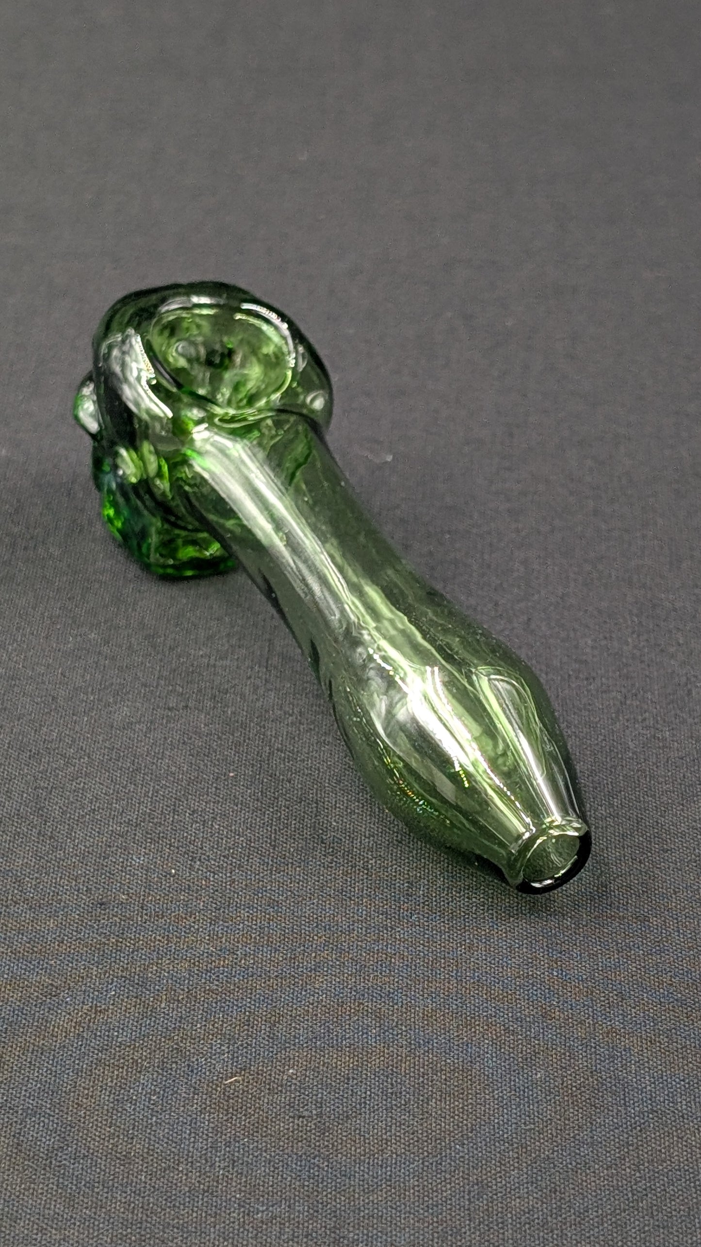 4" Glass Spoon Skull Green