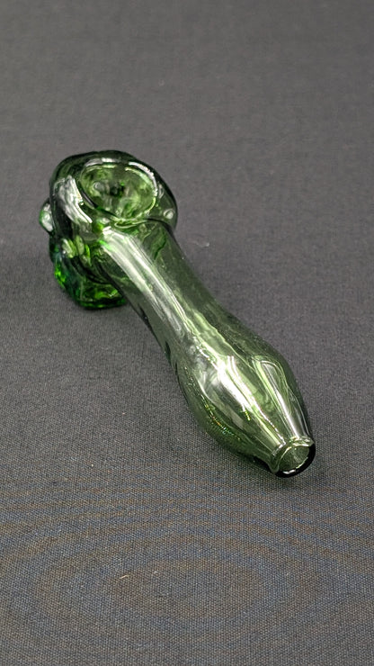4" Glass Spoon Skull Green
