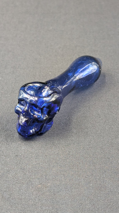 4" Glass Spoon Skull Dark Blue