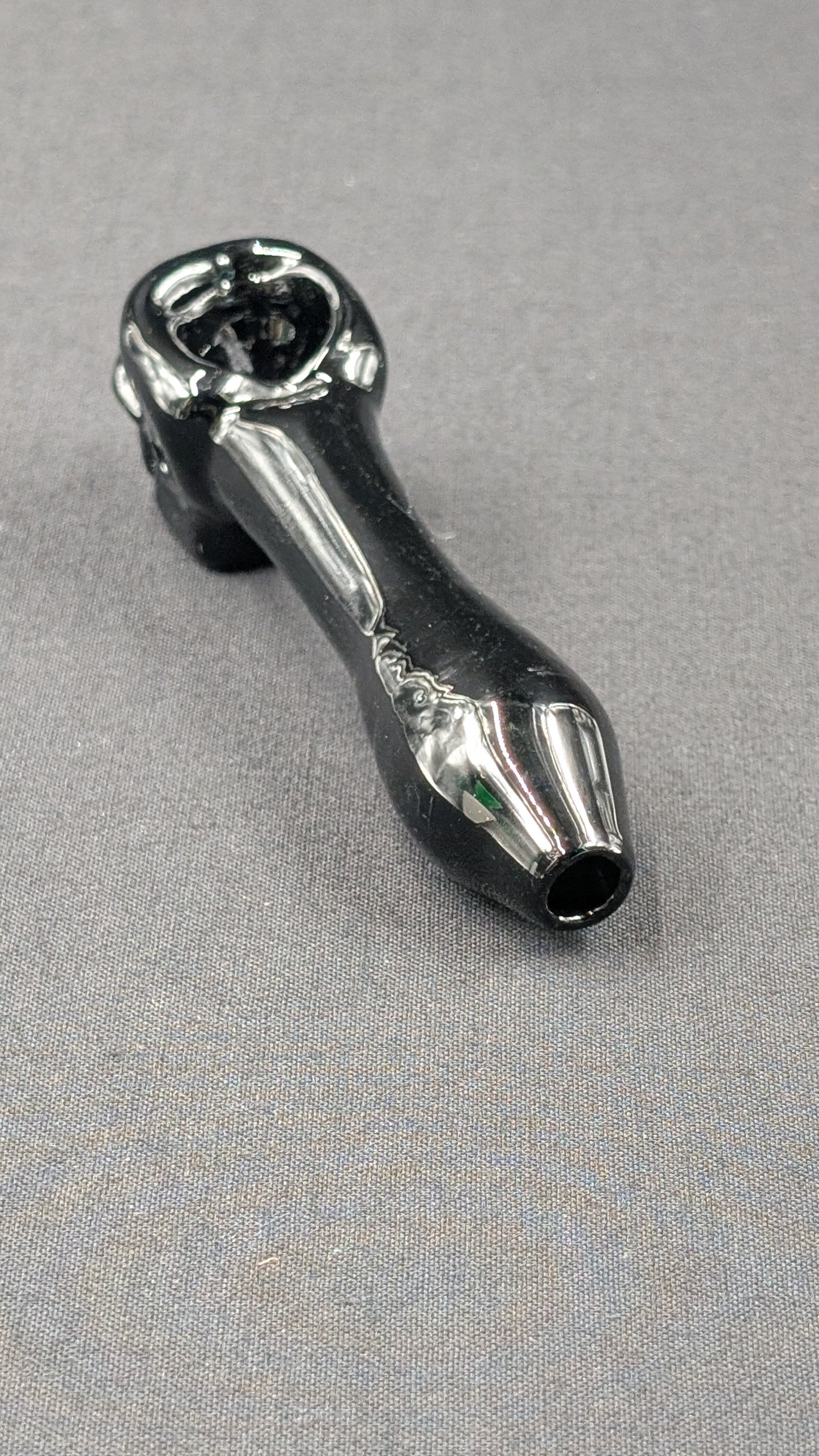 4" Glass Spoon Skull Black
