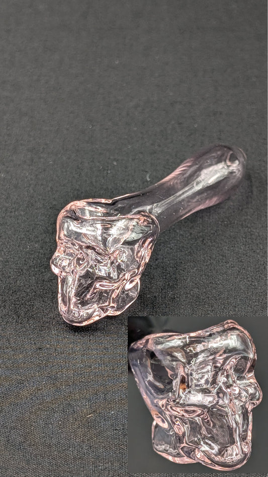 4" Glass Spoon Skull Pink