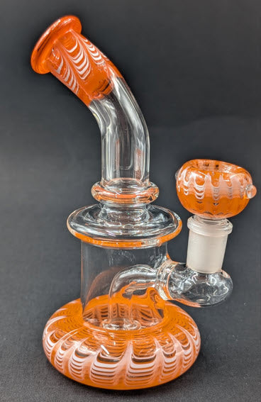 6.5" Glass Water Pipe Bong Bent Neck Perc Orange Swirl
