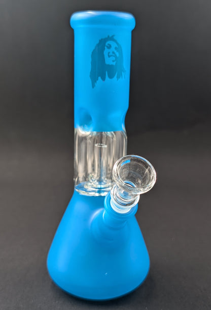 8" Glass Water Pipe Bong Sky Blue Marley + 5 FREE Screens