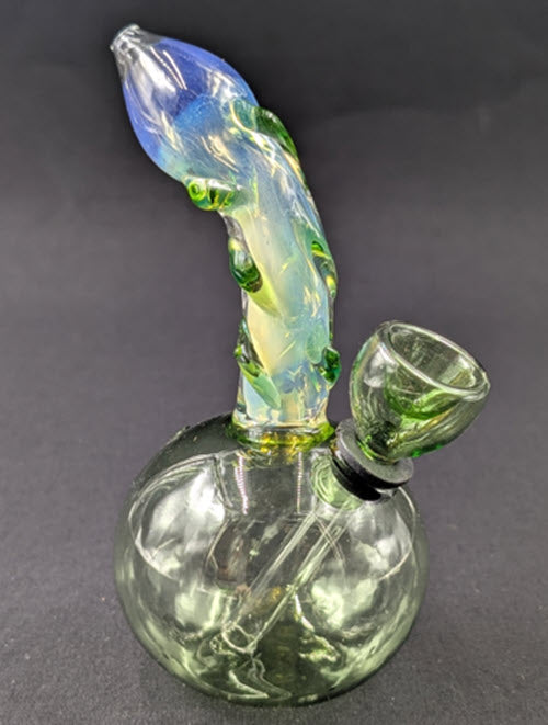 5" Glass Water Pipe Bong Round Green
