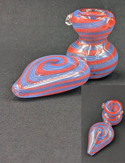 4.5" Glass Spoon Dual Bowls 2 Tier Swirl BLR