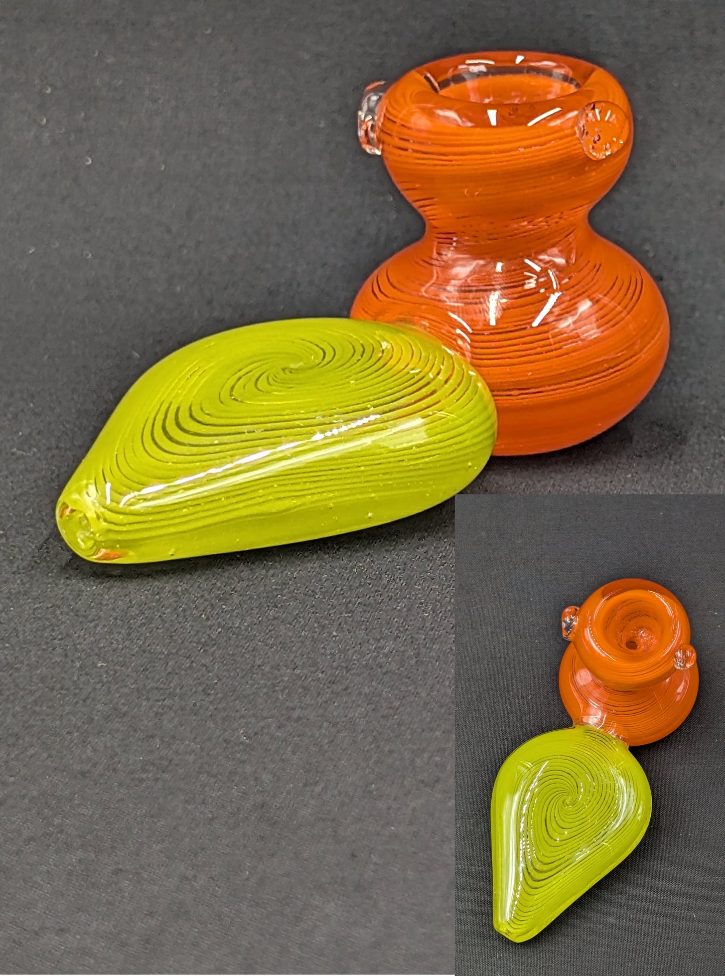 4.5" Glass Spoon Dual Bowls 2 Tier Swirl GO