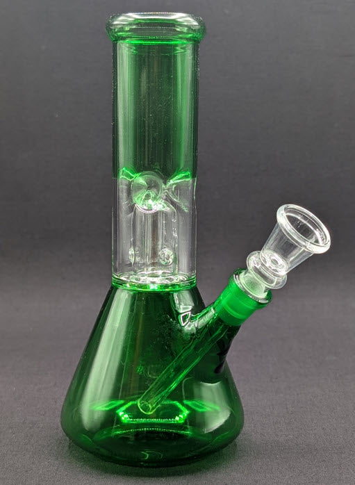 8" Glass Water Pipe Bong Green + 5 FREE Screens