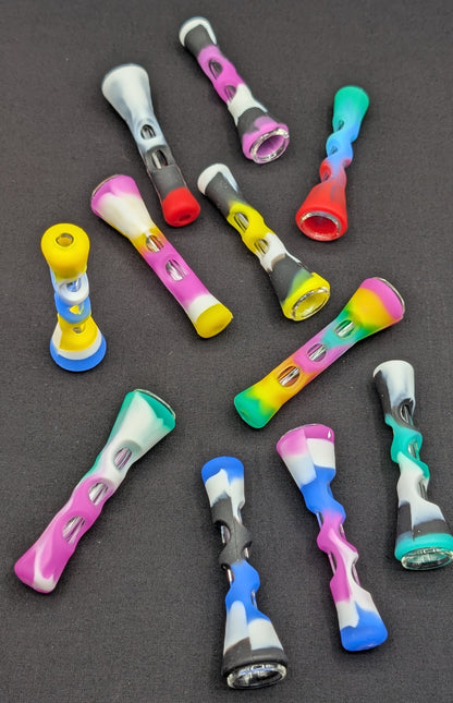2 pack - 3" Silicone Wrapped Glass One Hitters