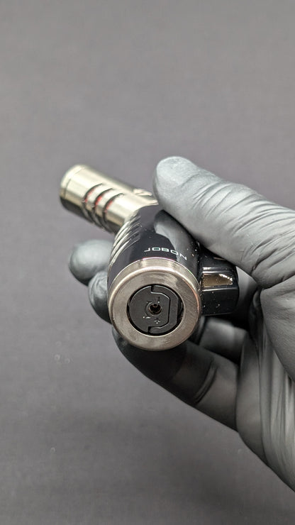 Jobon 3 Jet Torch Butane Lighter with Adjustable Nozzle - Silver