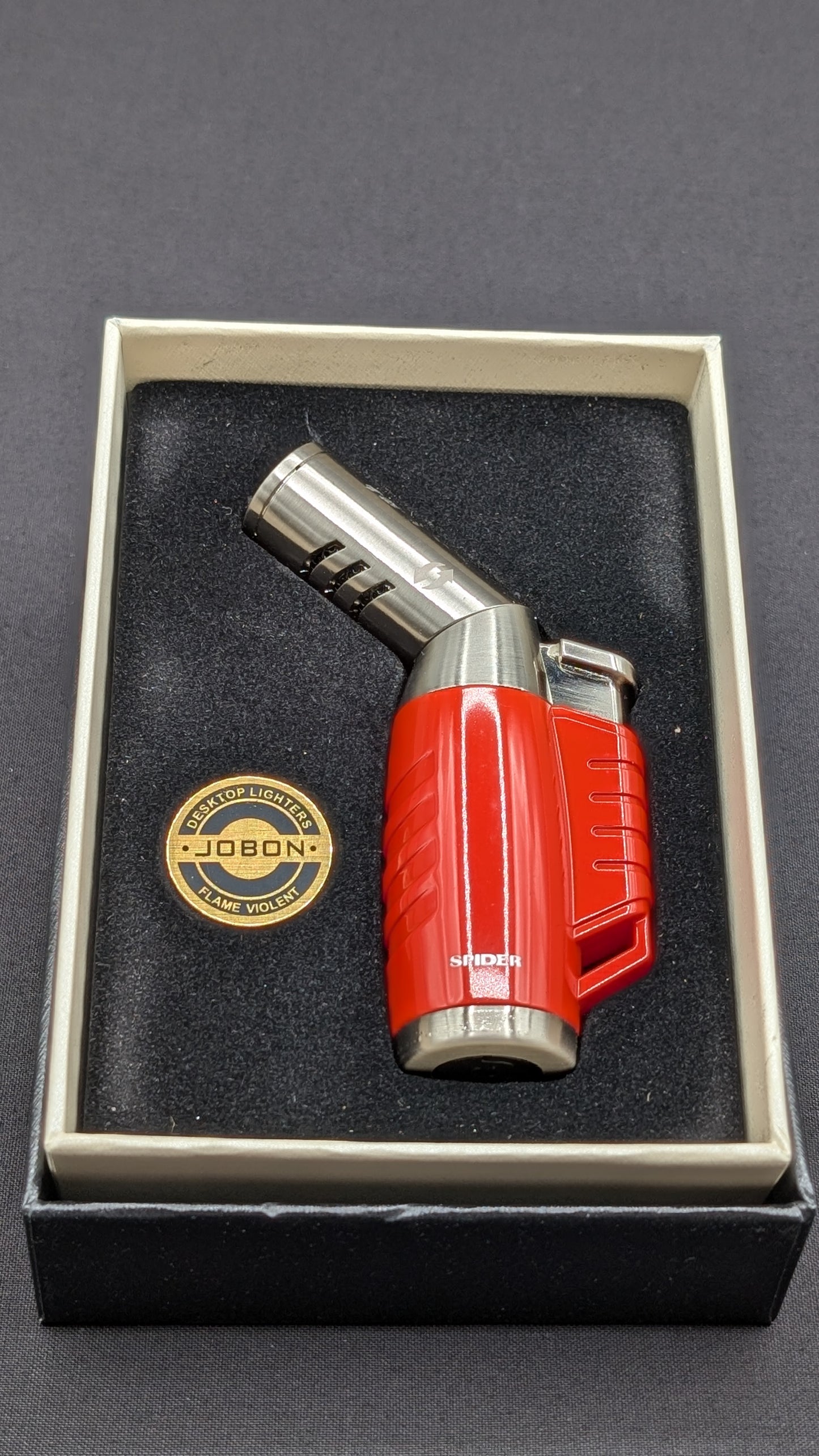 Jobon 3 Jet Torch Butane Lighter with Adjustable Nozzle - Orange