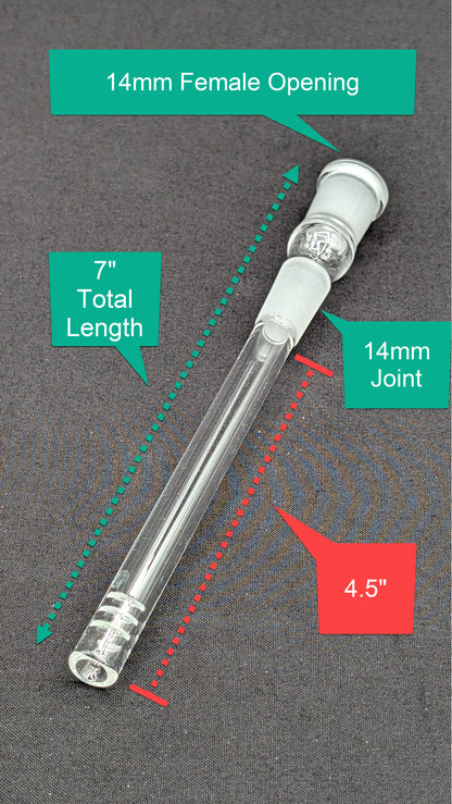 3" 6 Cut Glass Downstem 18MM Male to 14MM Female Opening