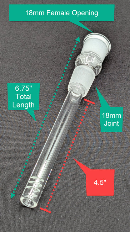 4.5" 6 Cut Glass Downstem 18MM Male to 18MM Female Opening