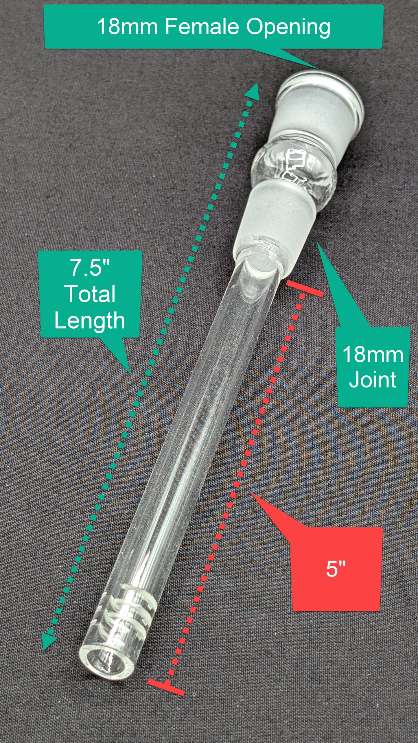 5" 6 Cut Glass Downstem 18MM Male to 18MM Female Opening