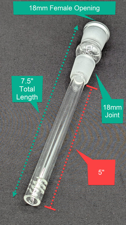 5" 6 Cut Glass Downstem 18MM Male to 18MM Female Opening