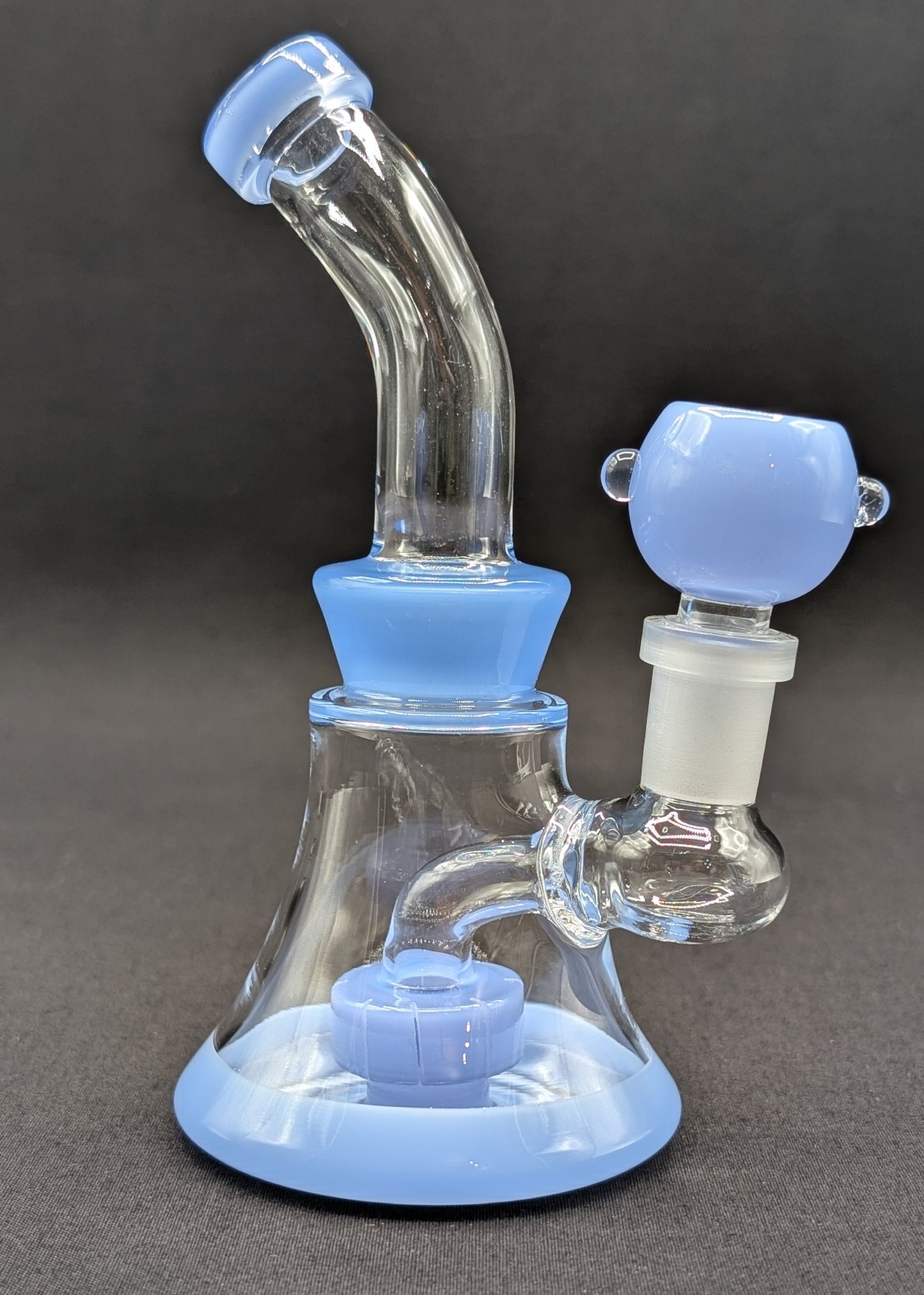 6" Glass Water Pipe Bong Bent Neck Perc Light Blue