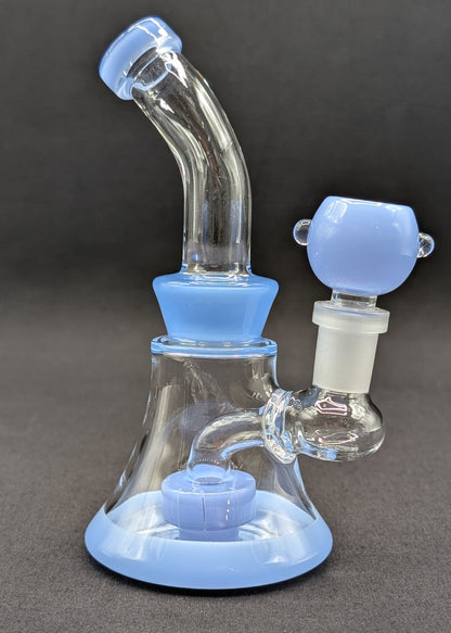 6" Glass Water Pipe Bong Bent Neck Perc Light Blue