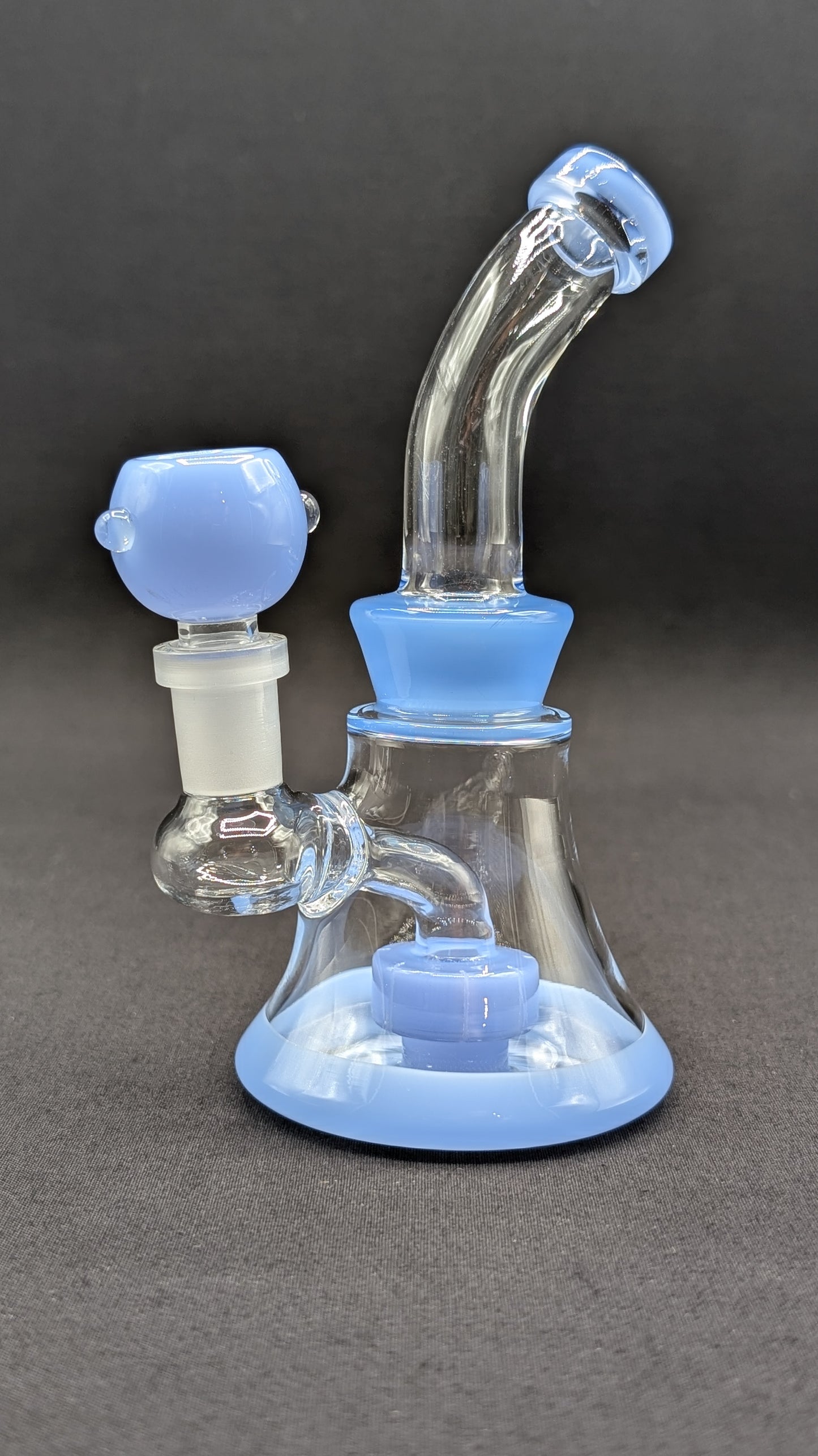 6" Glass Water Pipe Bong Bent Neck Perc Light Blue