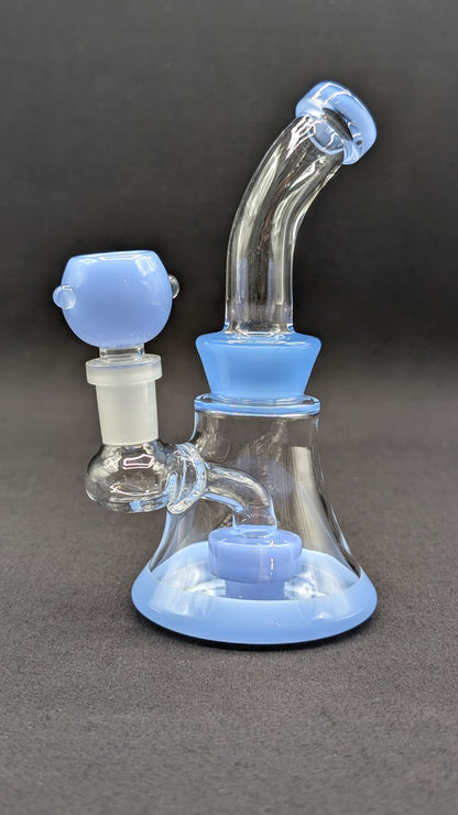 6" Glass Water Pipe Bong Bent Neck Perc Light Blue
