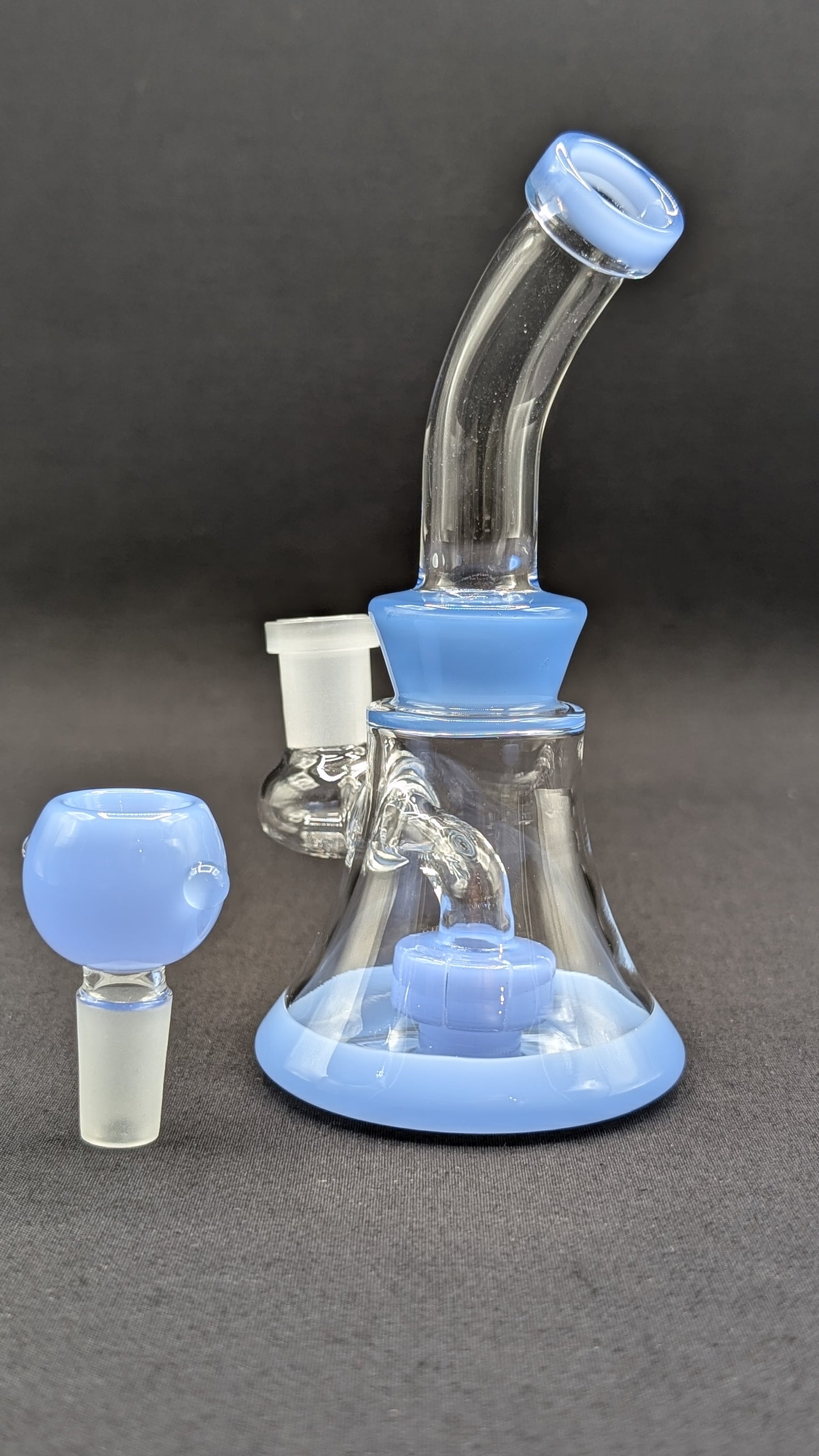 6" Glass Water Pipe Bong Bent Neck Perc Light Blue
