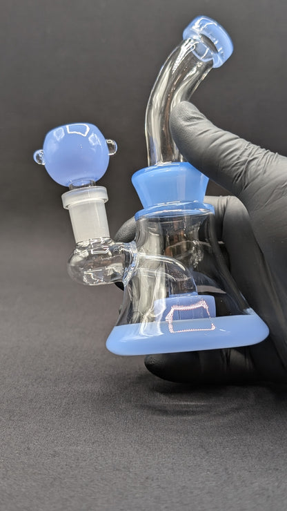 6" Glass Water Pipe Bong Bent Neck Perc Light Blue
