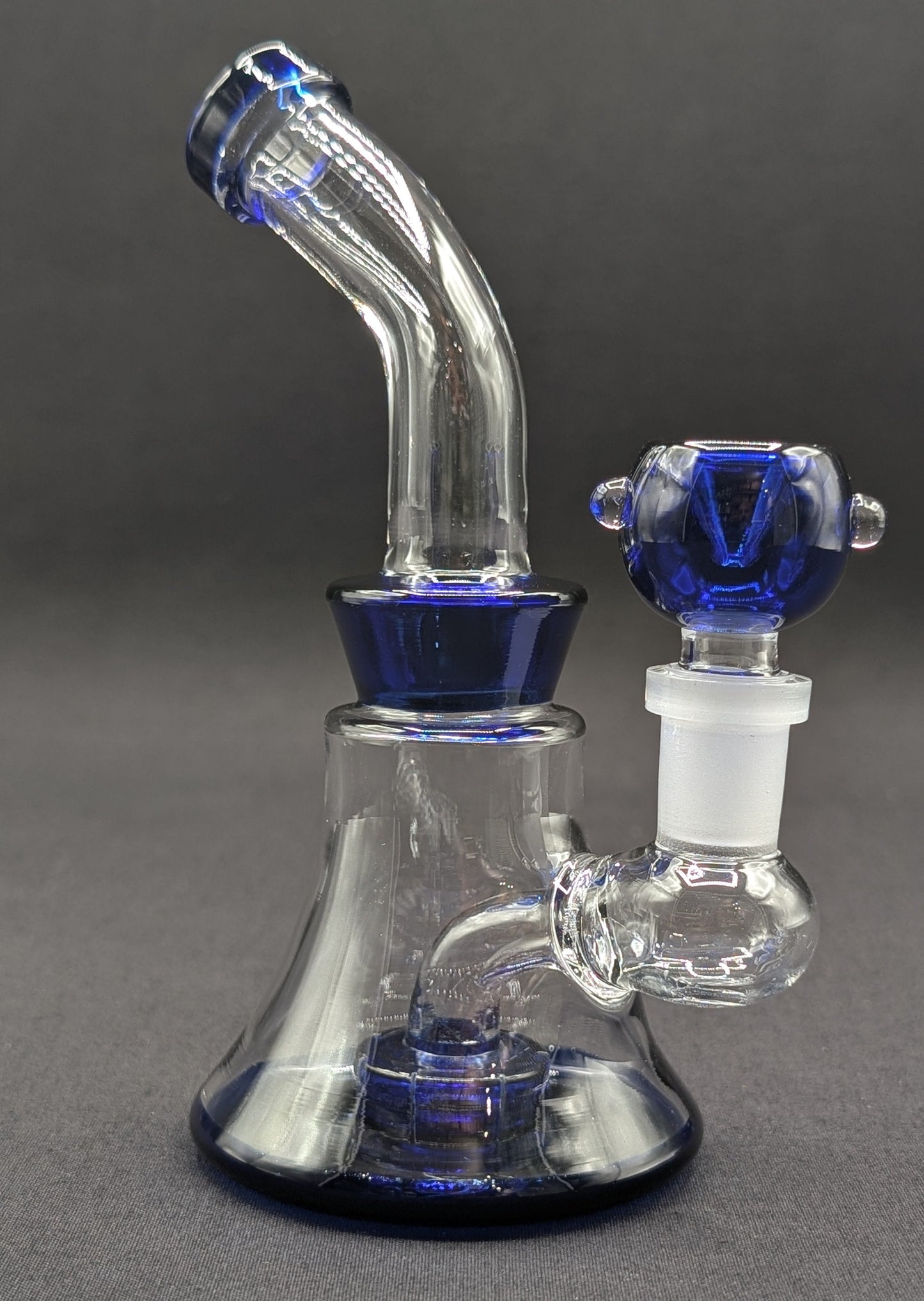 6" Glass Water Pipe Bong Bent Neck Perc Blue