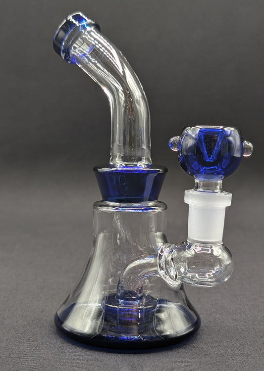 6" Glass Water Pipe Bong Bent Neck Perc Blue