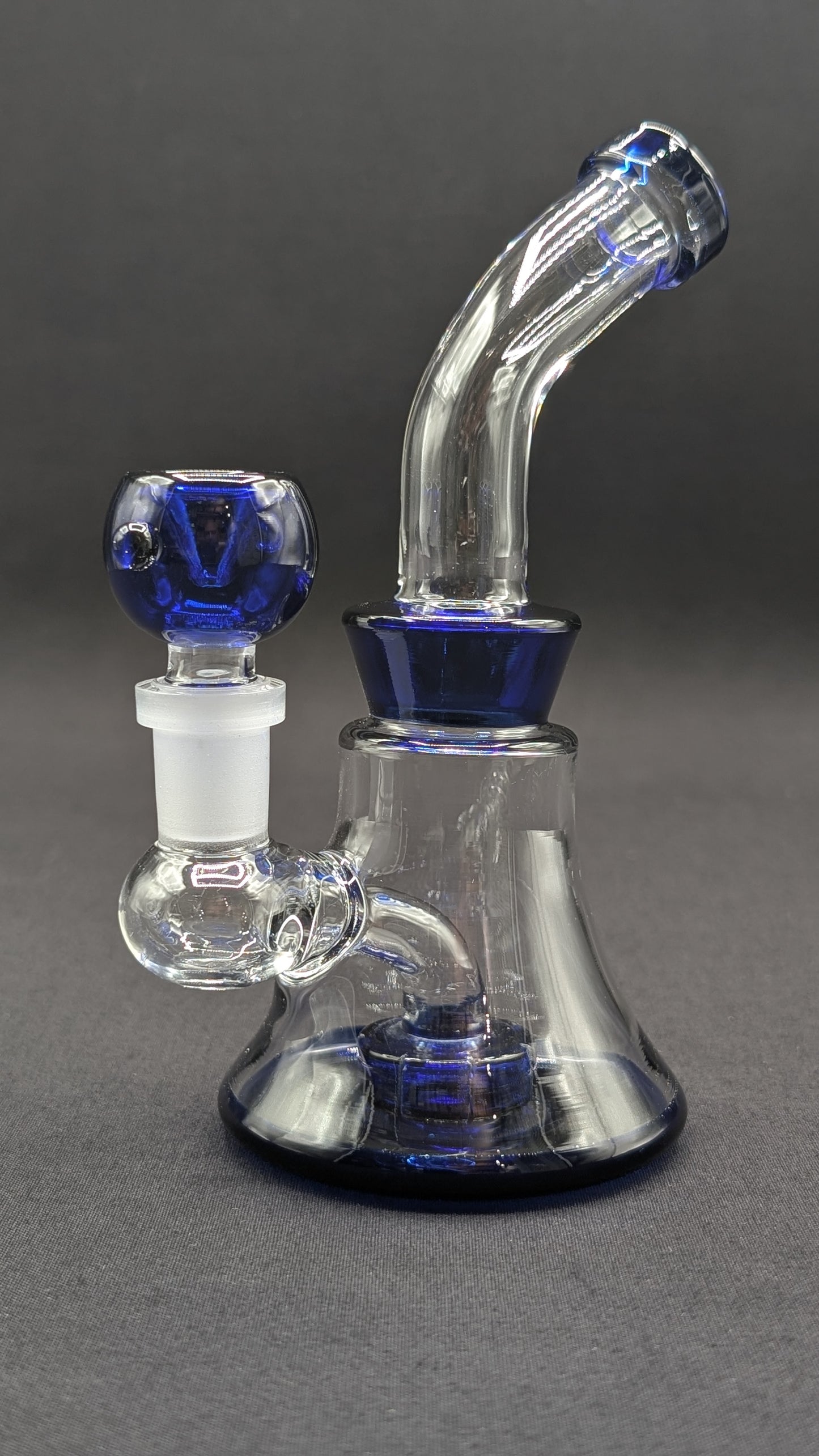 6" Glass Water Pipe Bong Bent Neck Perc Blue