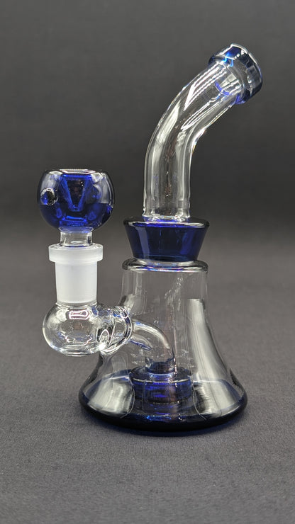 6" Glass Water Pipe Bong Bent Neck Perc Blue