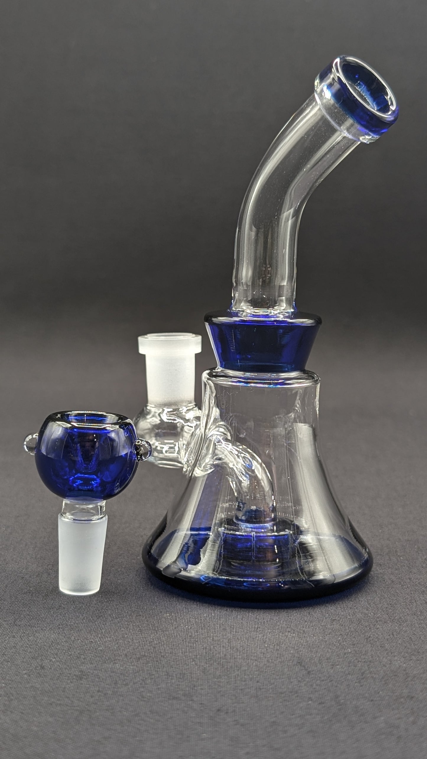 6" Glass Water Pipe Bong Bent Neck Perc Blue