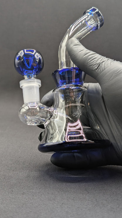 6" Glass Water Pipe Bong Bent Neck Perc Blue